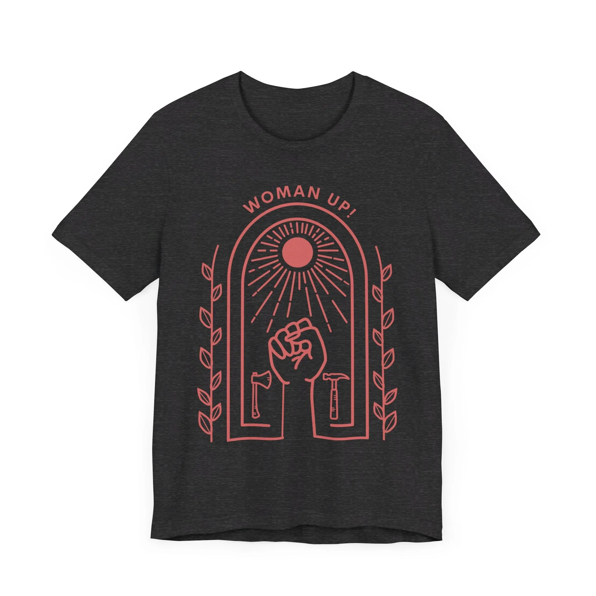 Woman Up T-Shirt for Women | Empowerment Graphic Tee with Raised Fist