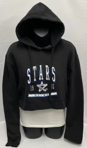 Woman's Black Stars 1996 Distressed Cropped Hoodie