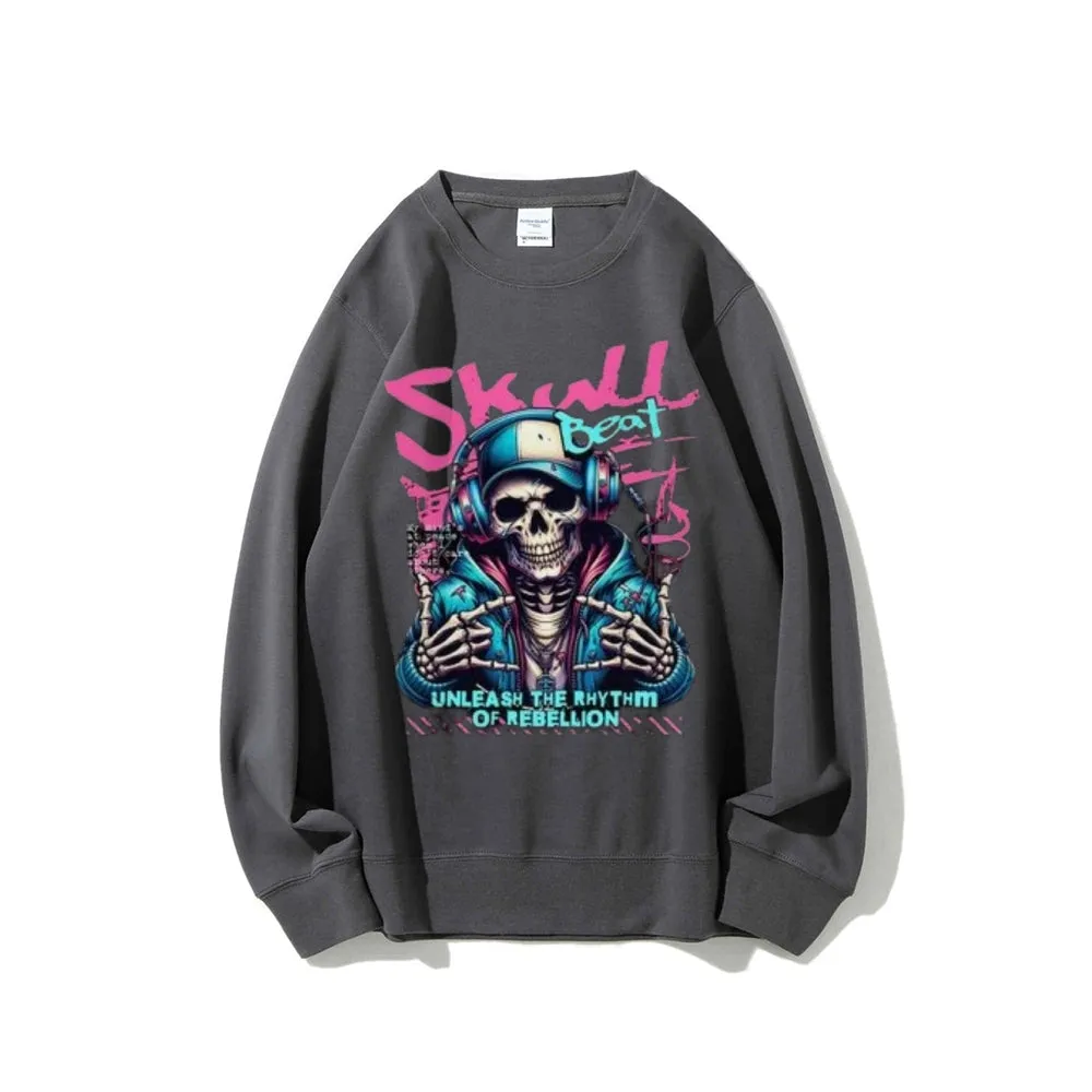 Women Vintage Skull Beat Graphic Sweatshirts
