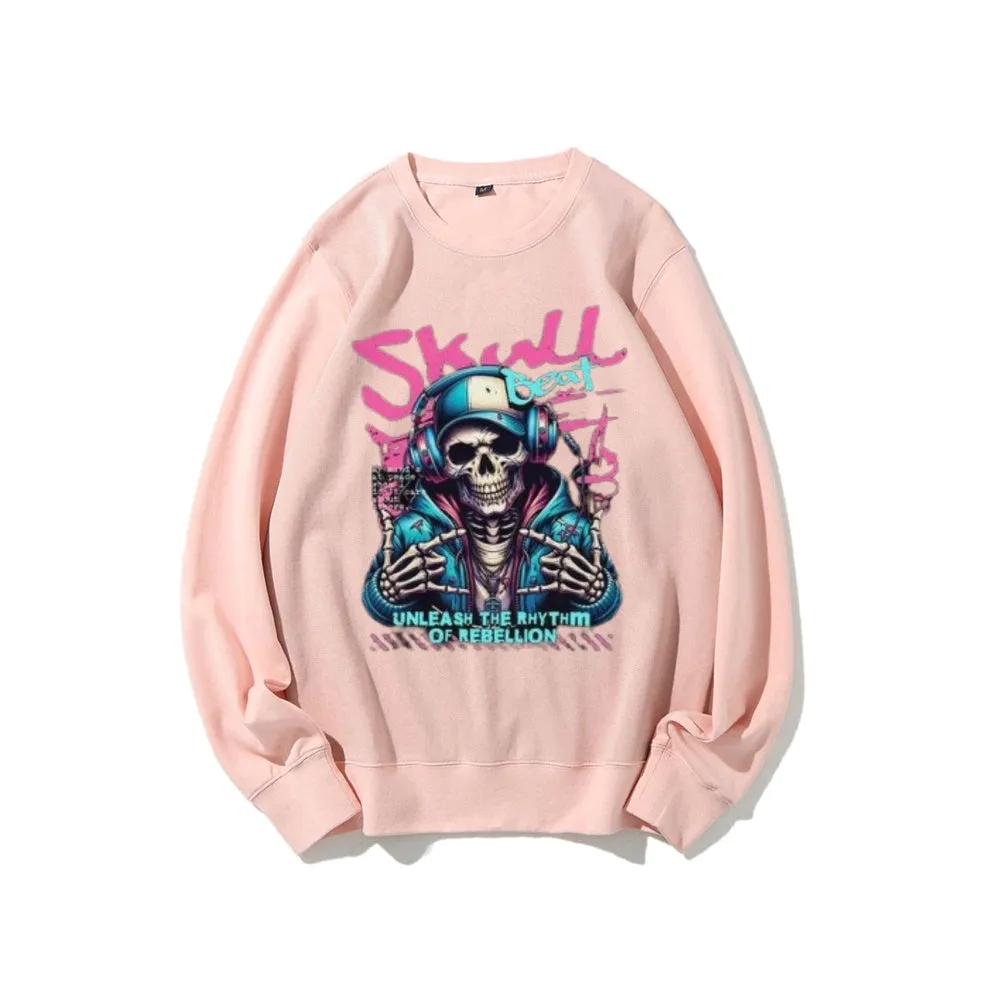 Women Vintage Skull Beat Graphic Sweatshirts