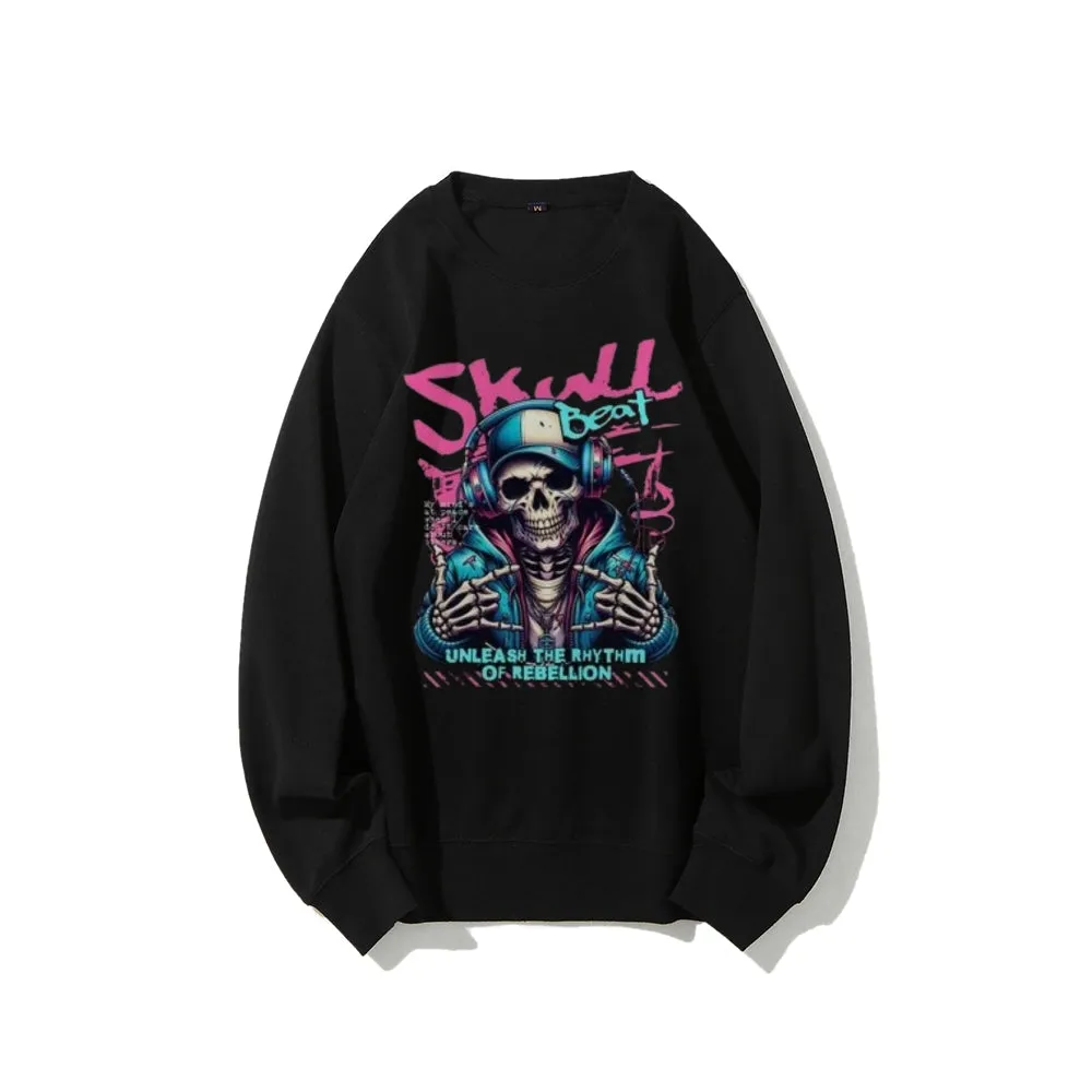 Women Vintage Skull Beat Graphic Sweatshirts