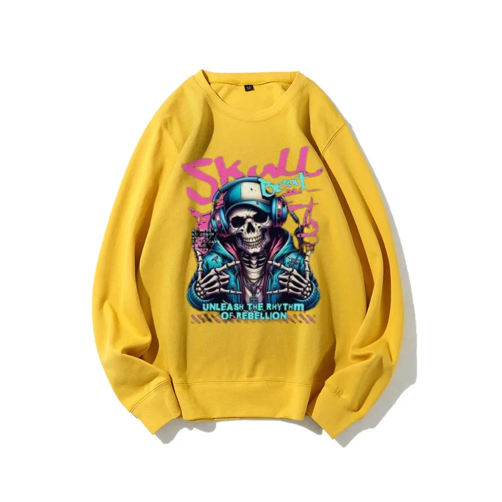Women Vintage Skull Beat Graphic Sweatshirts