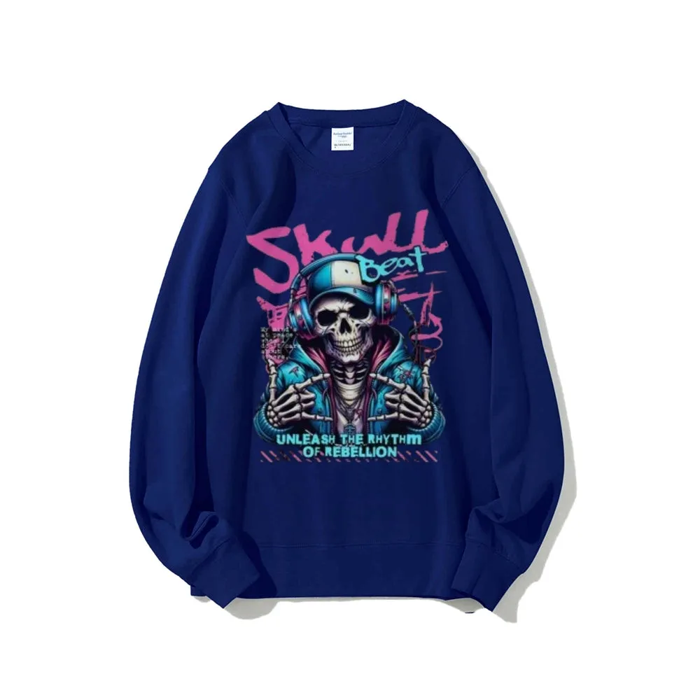 Women Vintage Skull Beat Graphic Sweatshirts