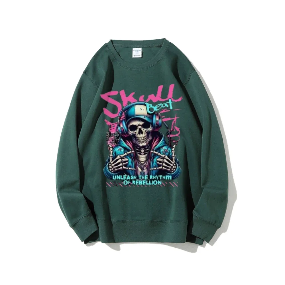 Women Vintage Skull Beat Graphic Sweatshirts