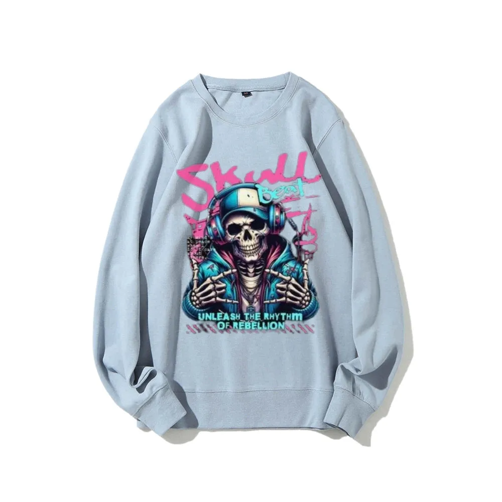 Women Vintage Skull Beat Graphic Sweatshirts