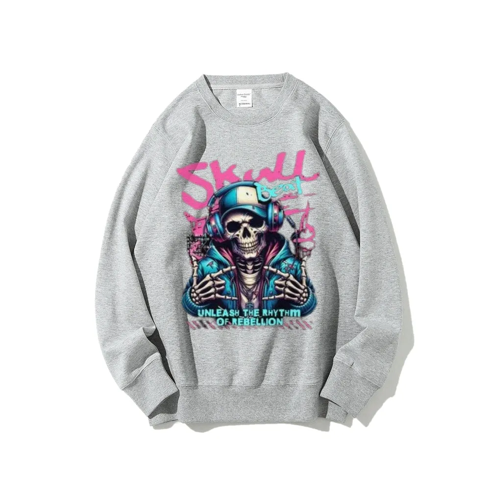 Women Vintage Skull Beat Graphic Sweatshirts