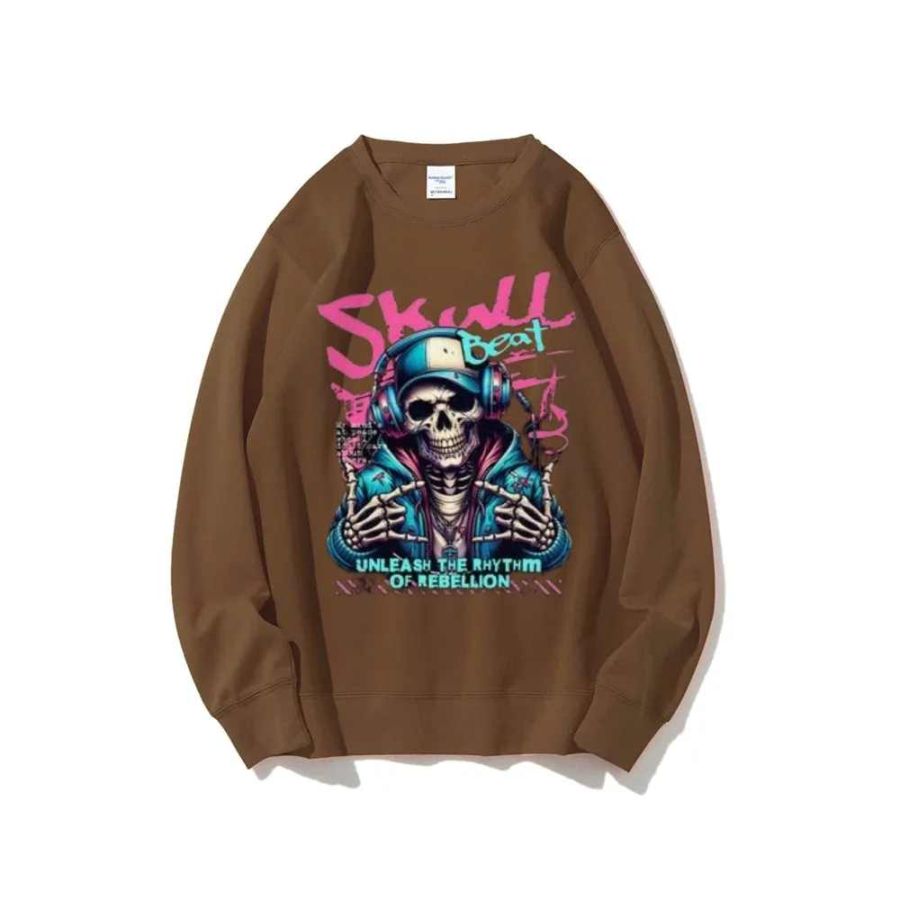 Women Vintage Skull Beat Graphic Sweatshirts