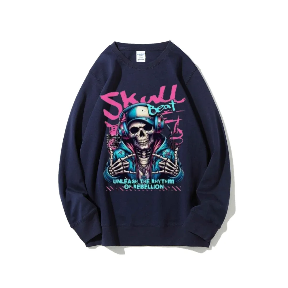 Women Vintage Skull Beat Graphic Sweatshirts