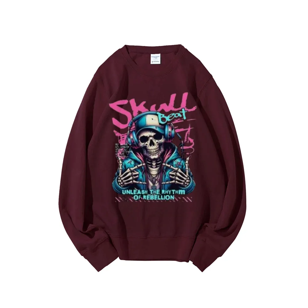 Women Vintage Skull Beat Graphic Sweatshirts