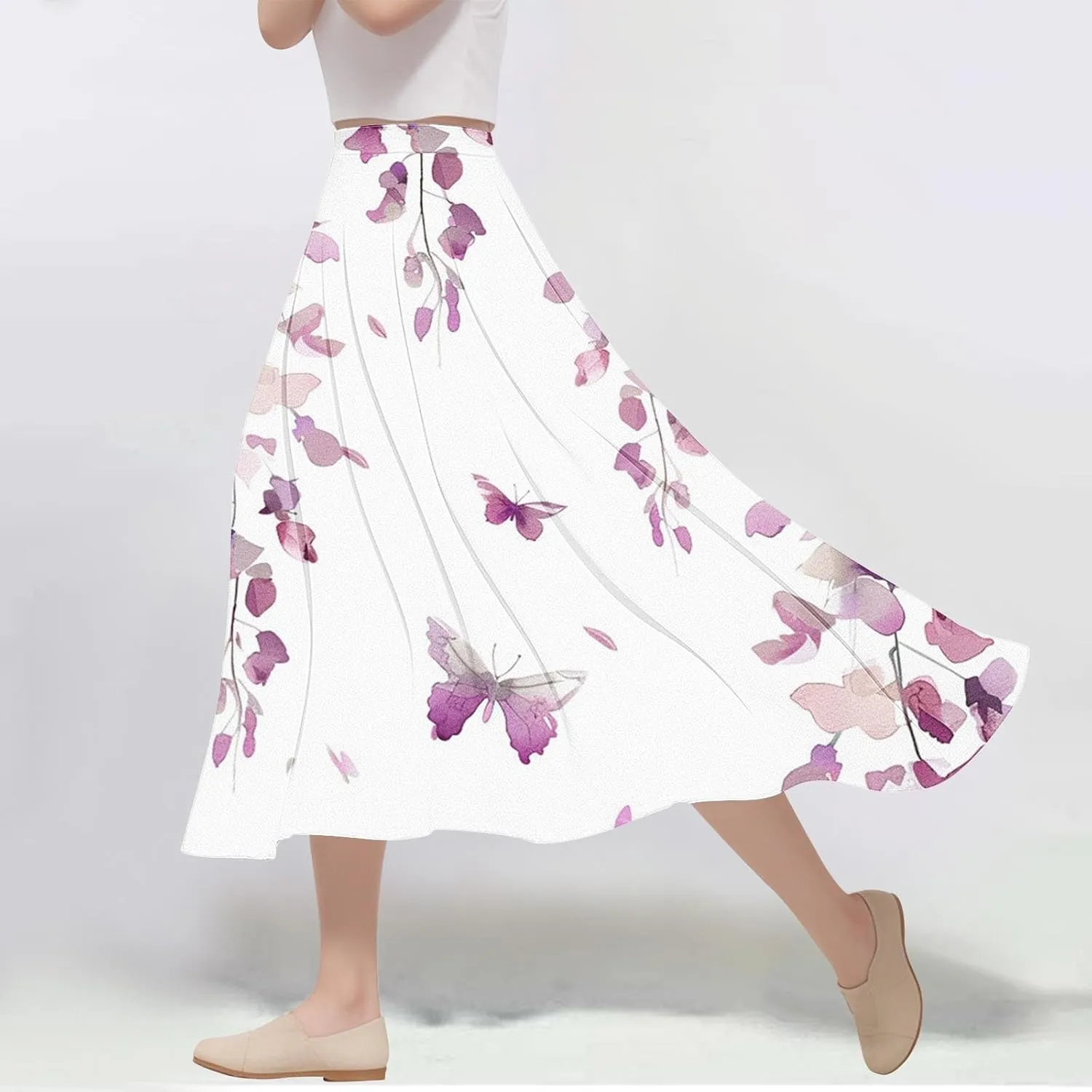 Womens 2024 Flowy Maxi Skirt Fall Elegant Pleated High Waisted Classic Long Skirts with Pocket Comfy Dress for Ladies