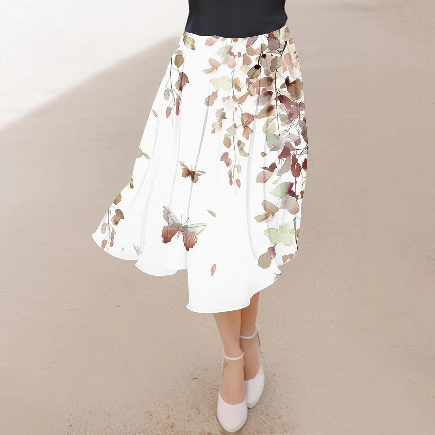 Womens 2024 Flowy Maxi Skirt Fall Elegant Pleated High Waisted Classic Long Skirts with Pocket Comfy Dress for Ladies