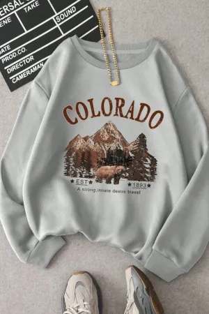 Women's Vintage Oversized Hoodie – Travel-Inspired Printed Crewneck, Comfortable Autumn Streetwear