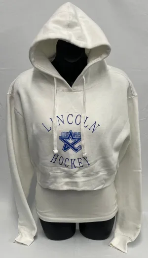 Women's White Lincoln Stars Hockey Cropped Hoodie